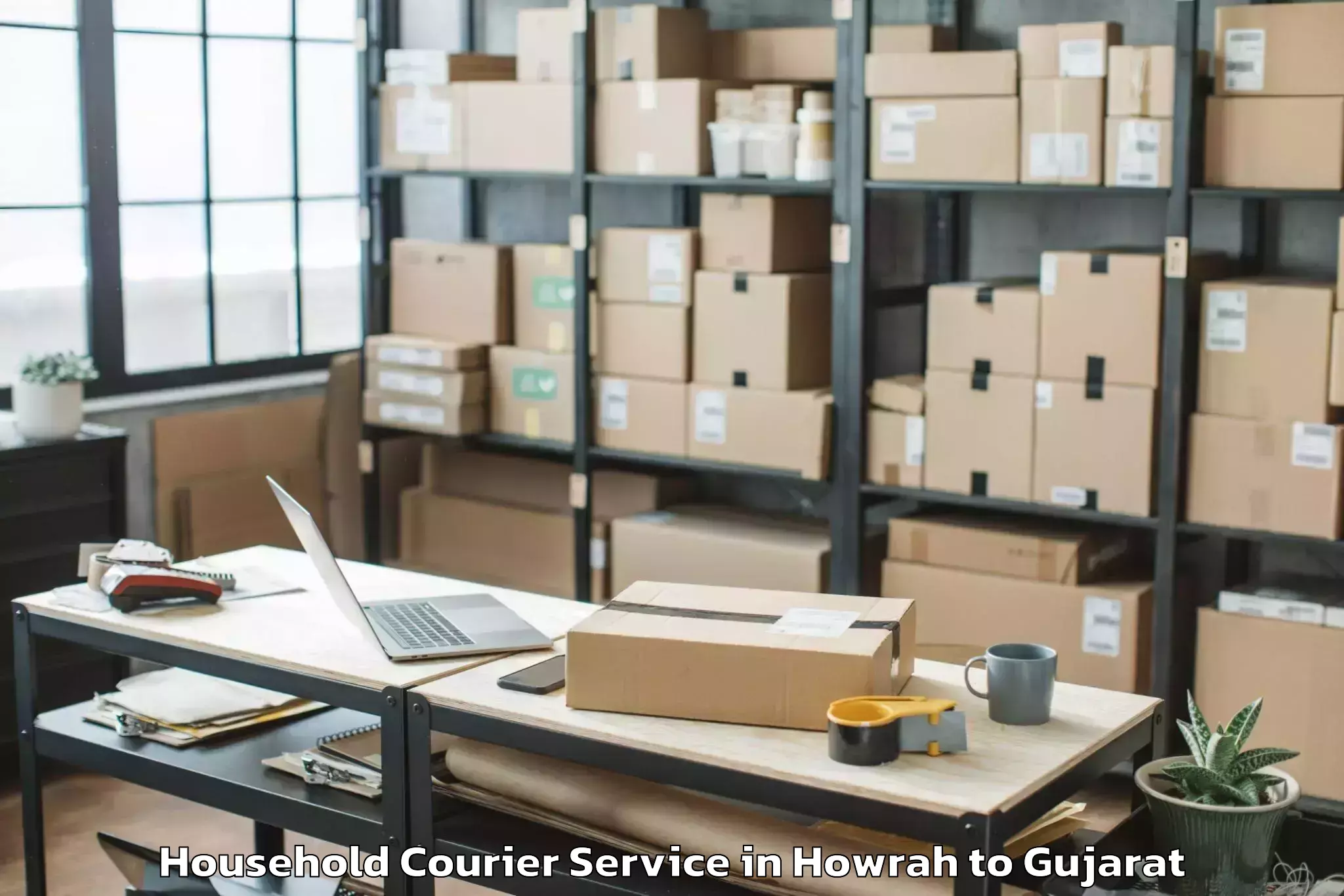 Book Howrah to Vanthali Household Courier Online